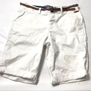 Superdry Premium Chino City Shorts White Womens Size 4 US Solid Bottom